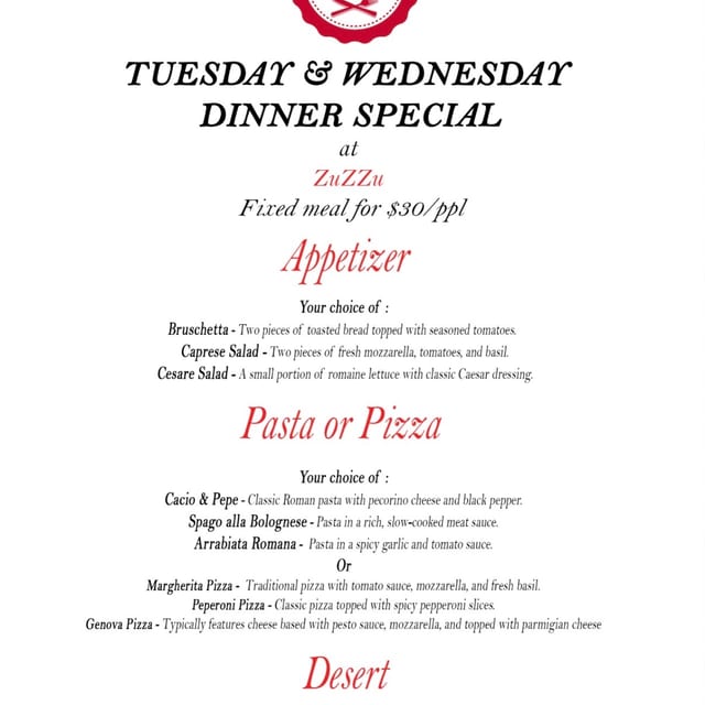 Fixed Menu Deal
