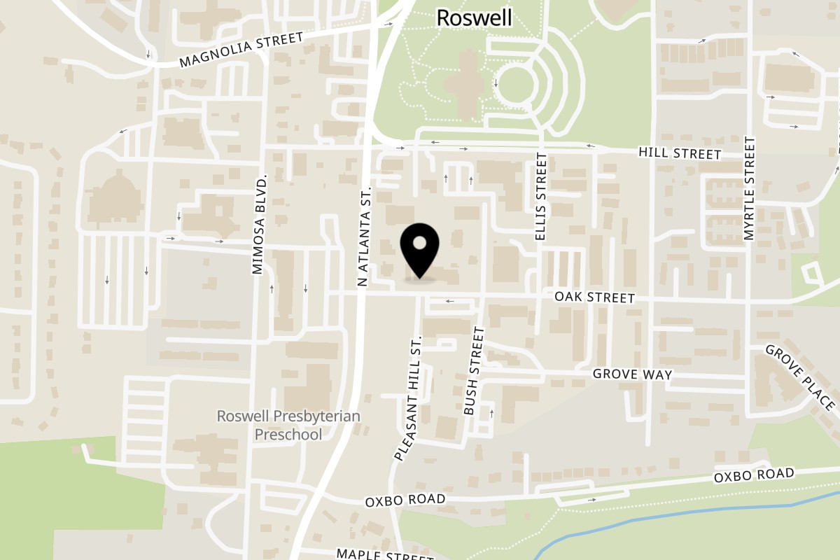 Map showing the location of ZuZZu on 42 Oak St Ste B in Roswell